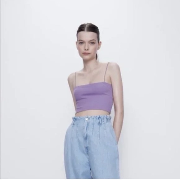 Zara Tops - Zara Tube Top Tank Large Cami Ribbed Dainty Purple Festival Fairy Boho Coquette